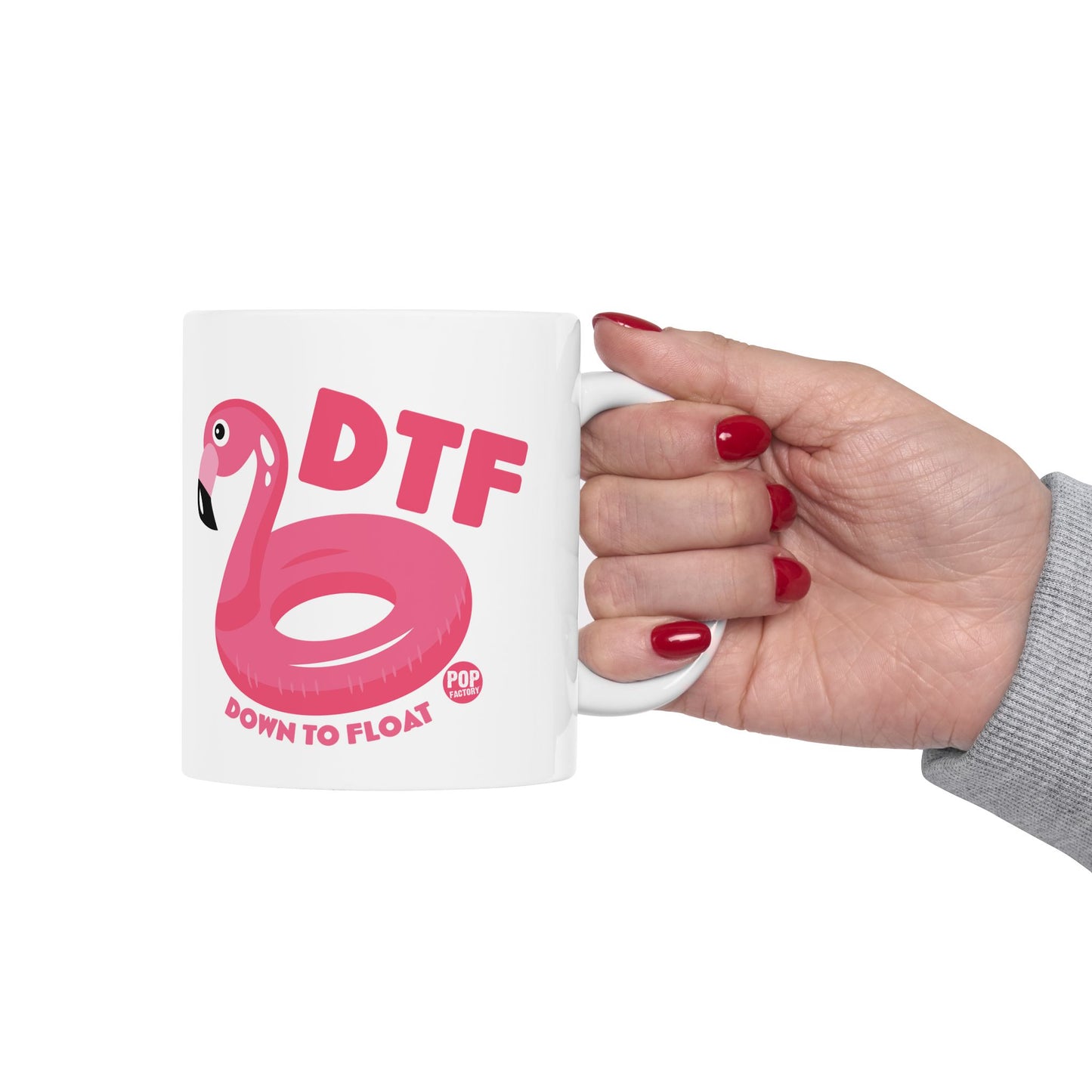 DTF Down to Float Mug – Funny Flamingo Coffee Cup – Adult Humor Pool Vibes – Summer Gift – 11oz Ceramic – StupidMug® by Pop Factory®