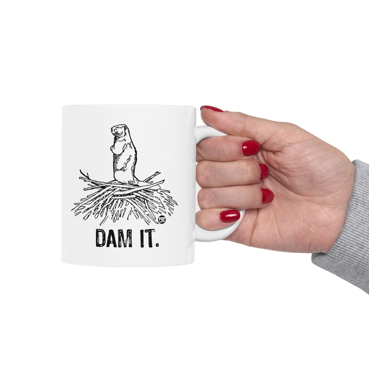 Dam It Mug – Funny Beaver Dam Joke – 11oz Ceramic Coffee Cup – StupidMug™ by Pop Factory®