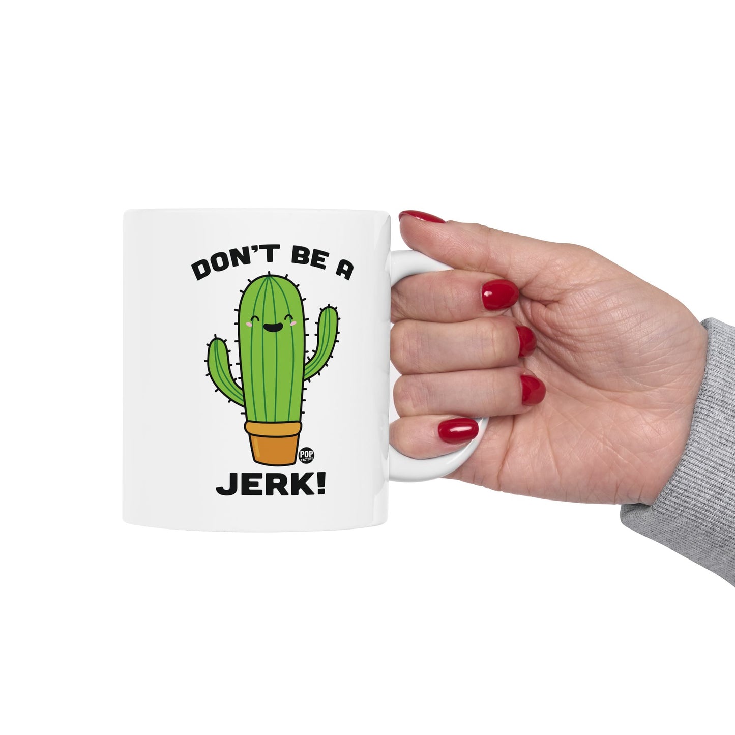 Funny Cactus Mug – “Don’t Be a Jerk” – Cute Coffee Cup Gift for Coworkers, Friends, Office, Plant Lovers – 11oz Ceramic Mug