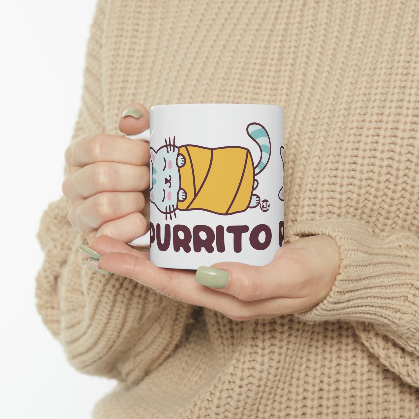 Purrito Cat Mug – Cute Cat Burrito Coffee Cup by Pop Factory® | Funny Pun Gift for Cat Lovers