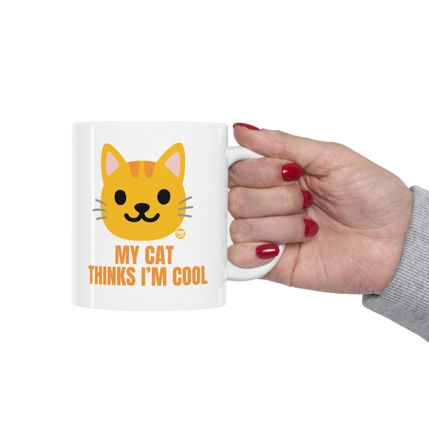 My Cat Thinks I’m Cool Mug – Cute Cat Face Coffee Cup by Pop Factory® | Funny Cat Lover Gift