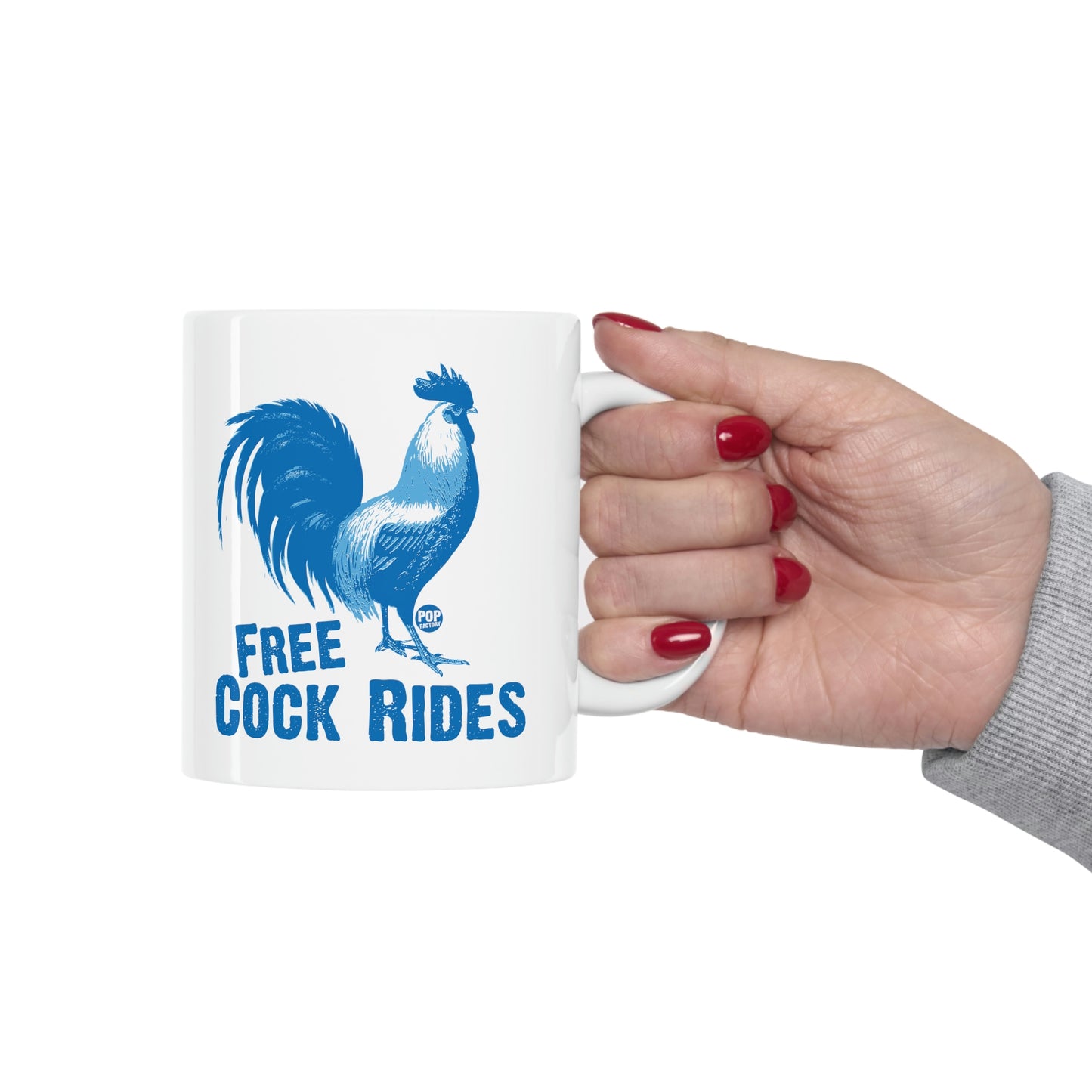 FREE COCK RIDES COFFEE MUG