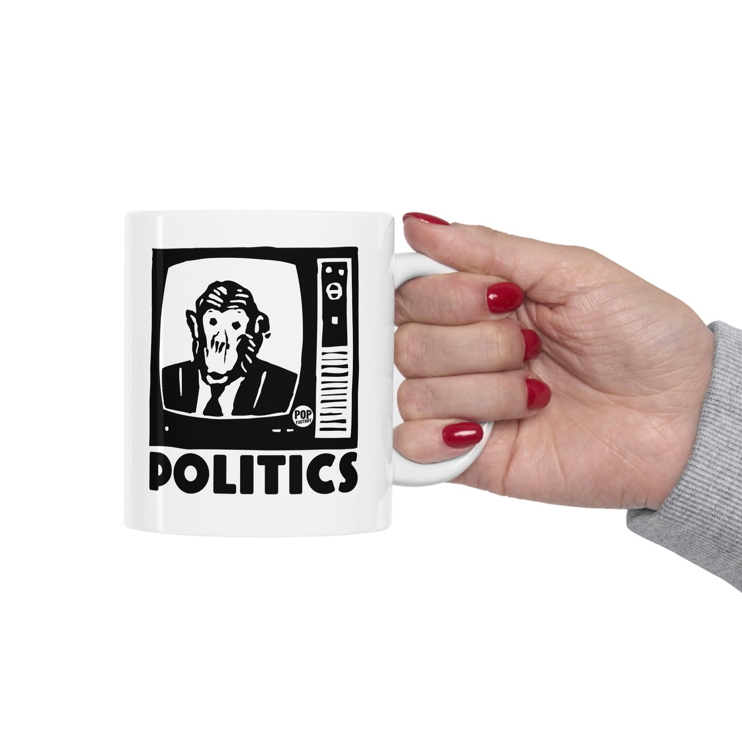 POLITICS TV MONKEY COFFEE MUG
