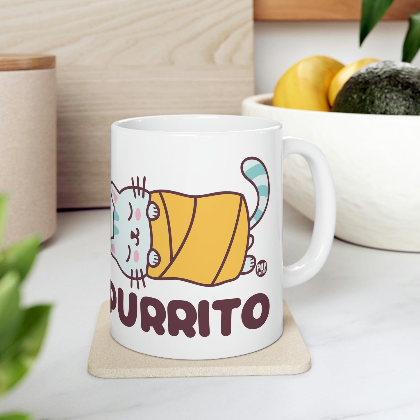 Purrito Cat Mug – Cute Cat Burrito Coffee Cup by Pop Factory® | Funny Pun Gift for Cat Lovers