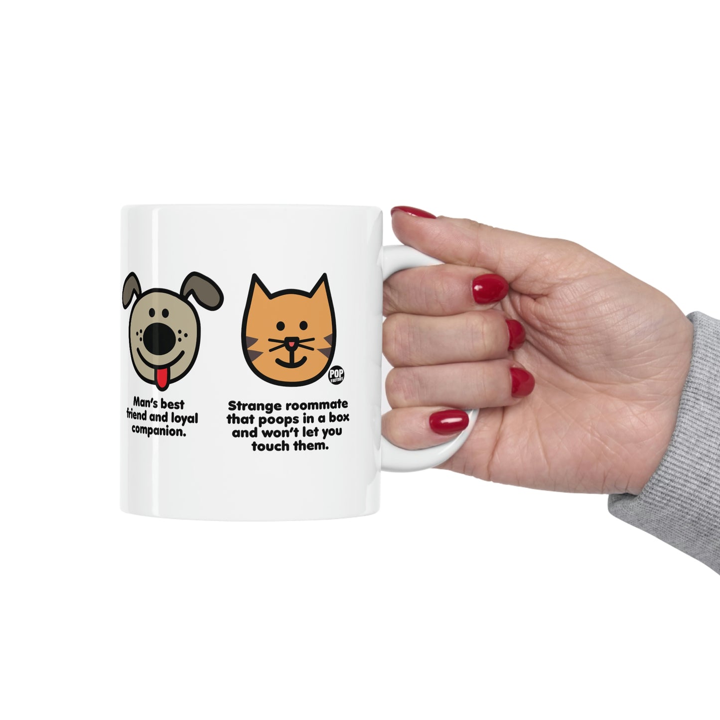 Dog vs Cat Mug – Funny Roommate Comparison – 11oz Ceramic Coffee Cup – StupidMug™ by Pop Factory®