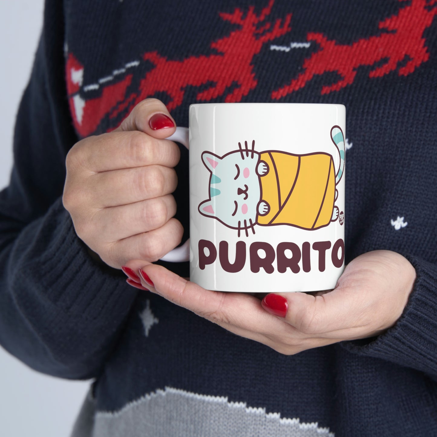 Purrito Cat Mug – Cute Cat Burrito Coffee Cup by Pop Factory® | Funny Pun Gift for Cat Lovers
