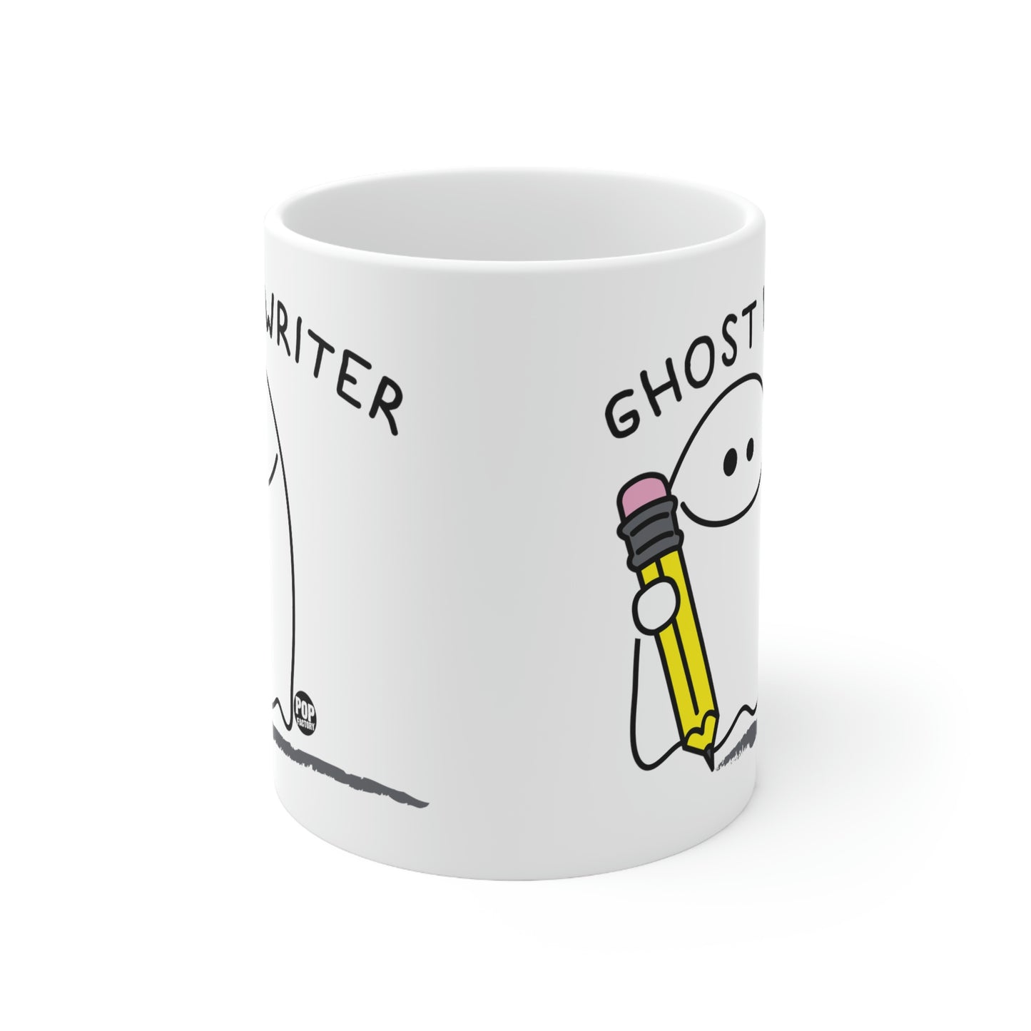 Ghost Writer Coffee Mug – Funny Ghost Pencil Cup for Writers, Editors, English Majors – Halloween Office Gift – StupidMug® by Pop Factory®