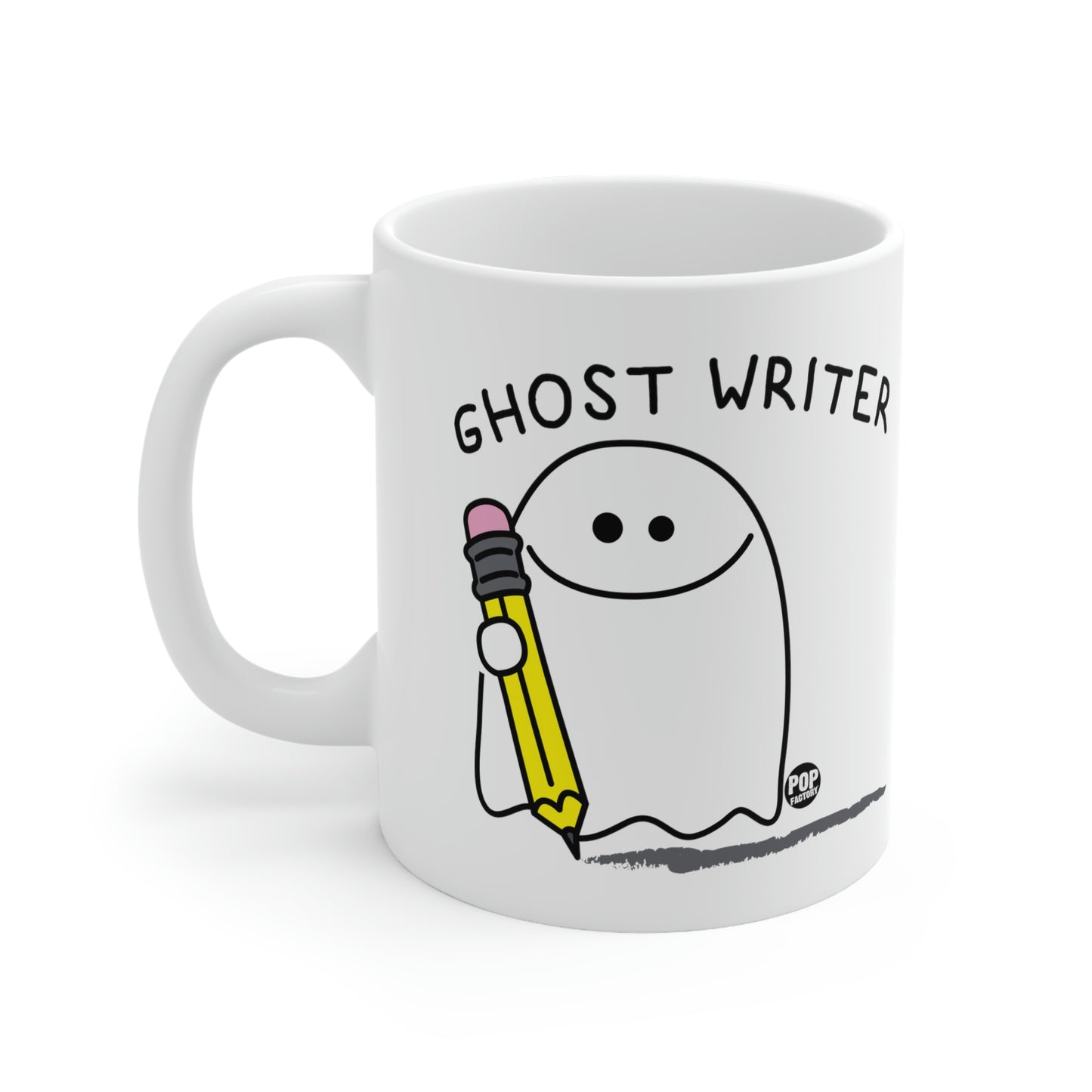 Ghost Writer Coffee Mug – Funny Ghost Pencil Cup for Writers, Editors, English Majors – Halloween Office Gift – StupidMug® by Pop Factory®