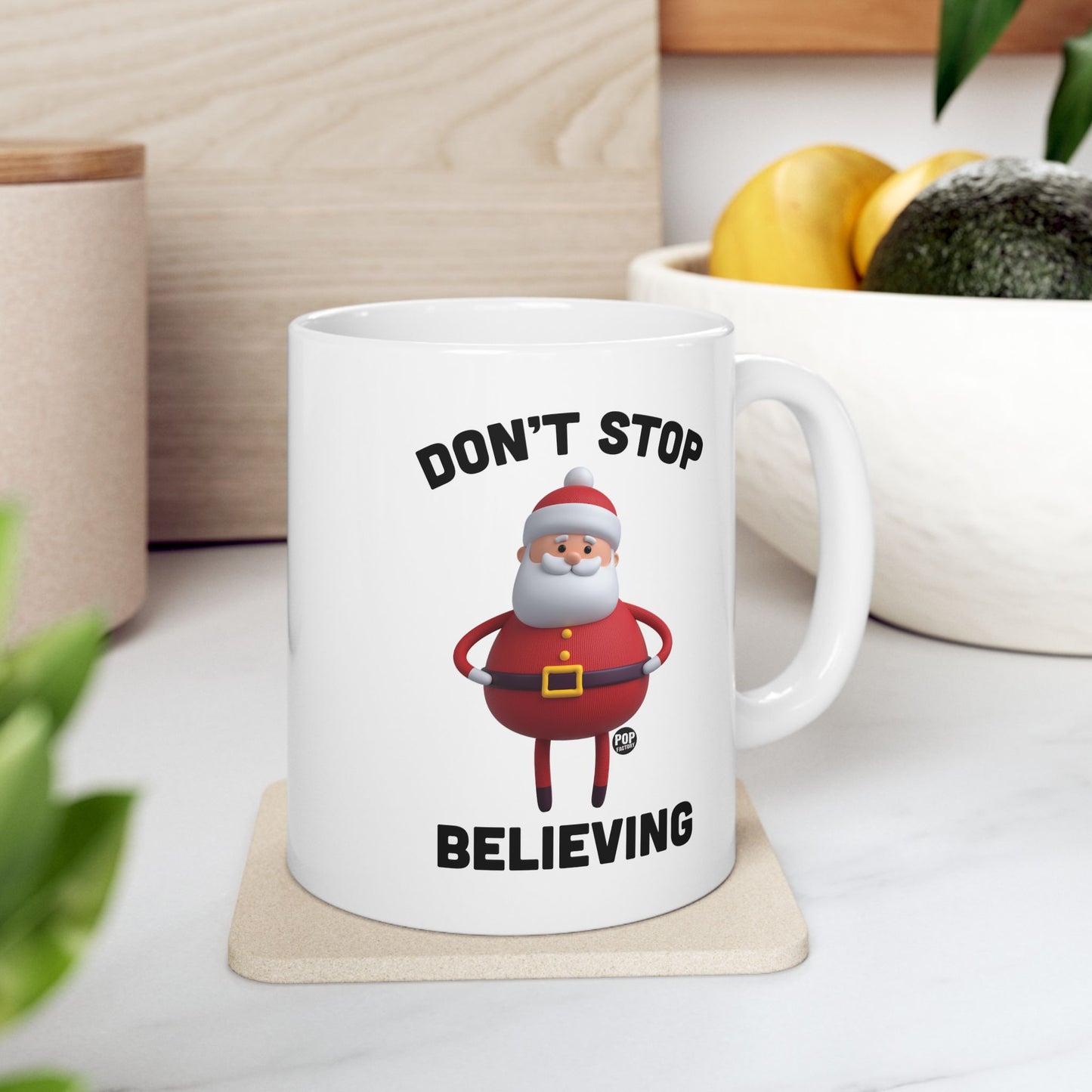 Don't Stop Believing Santa Toy Mug