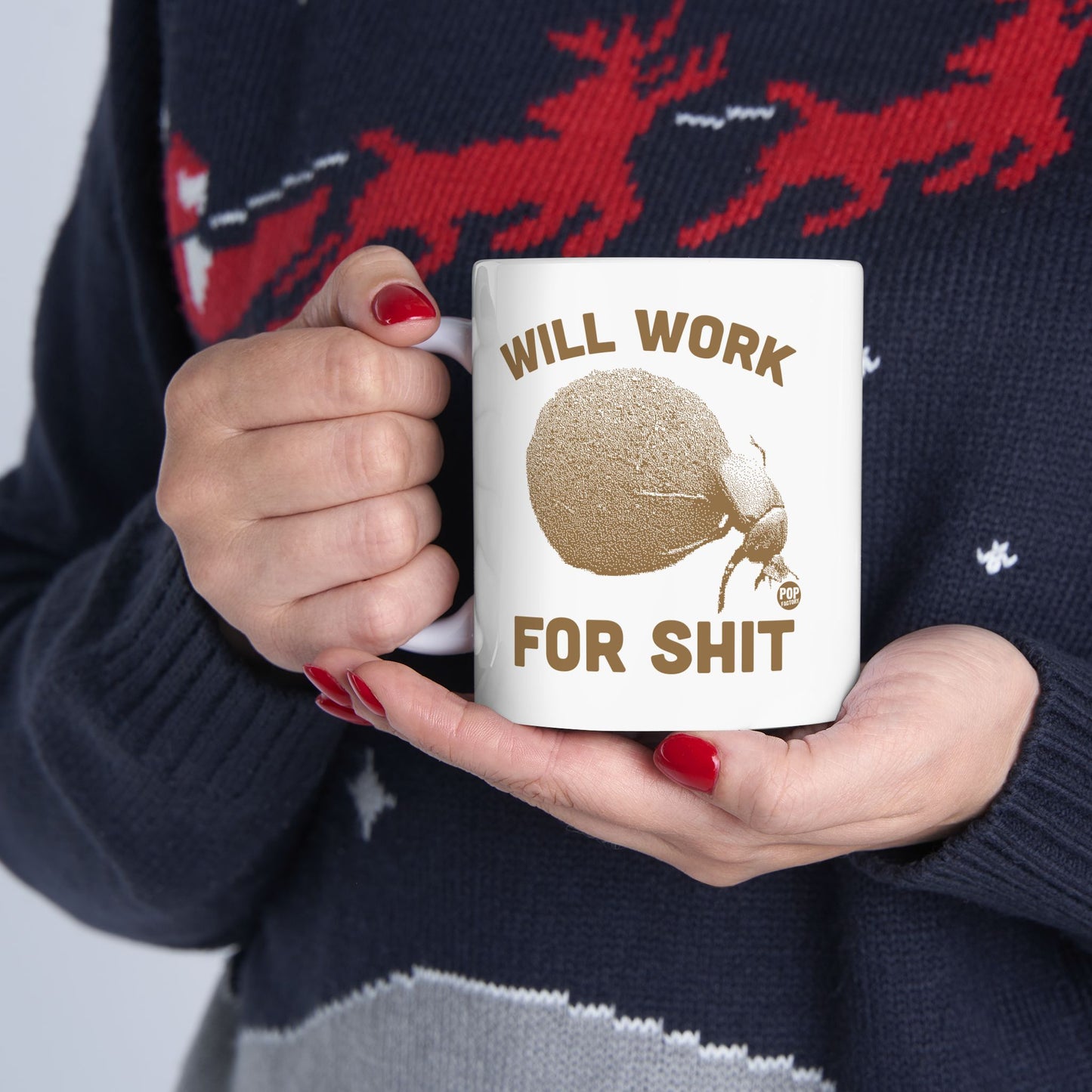 Will Work For Shit Dung Beetle Mug