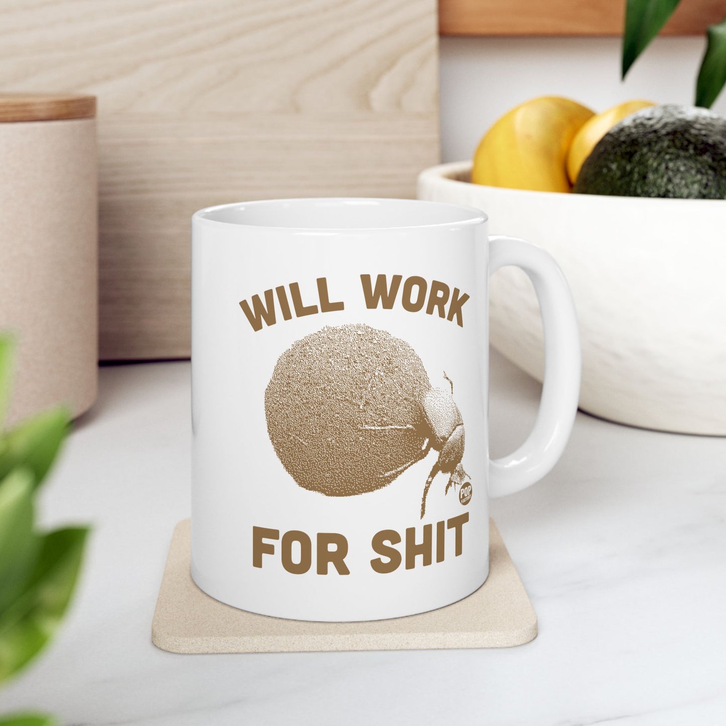 Will Work For Shit Dung Beetle Mug