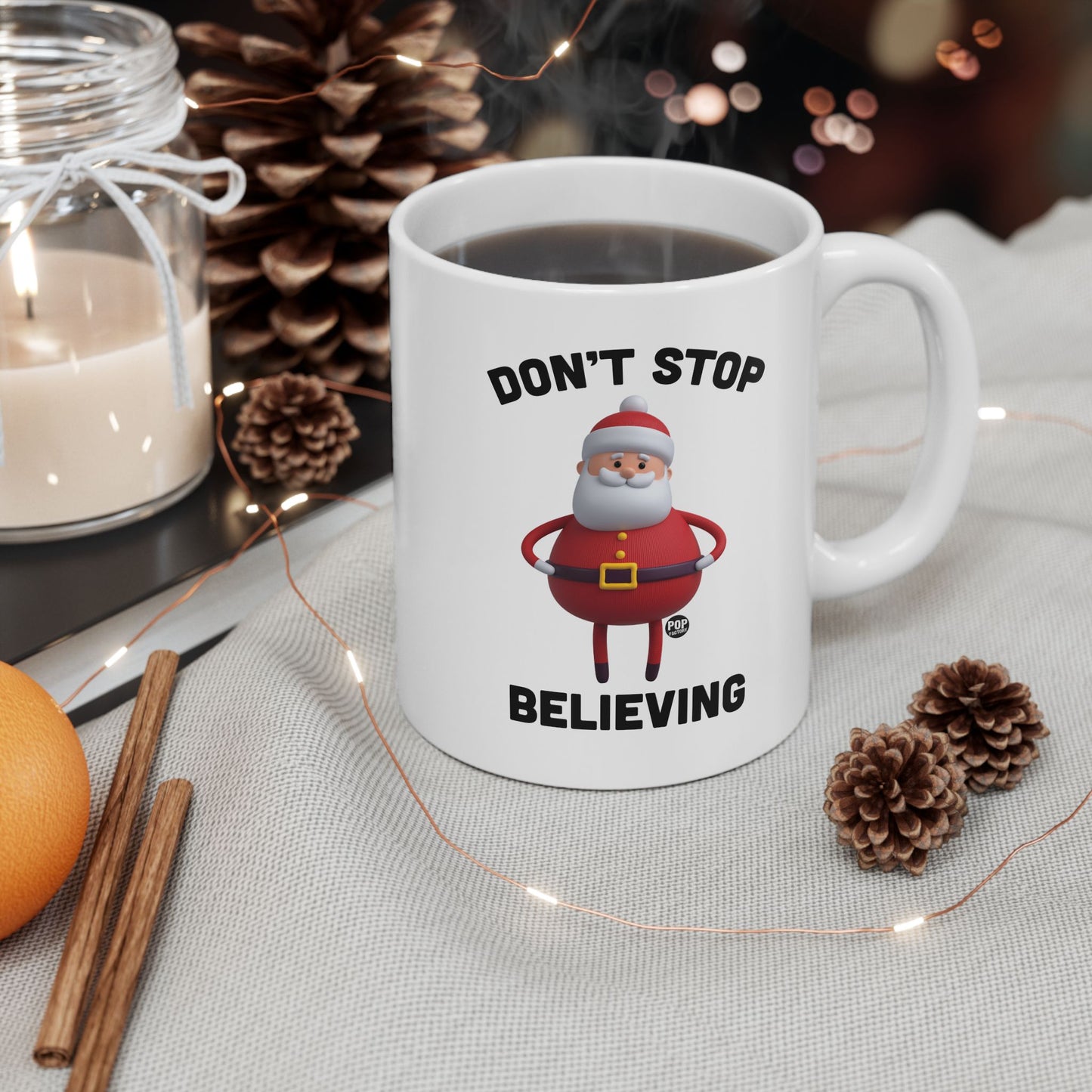 Don't Stop Believing Santa Toy Mug