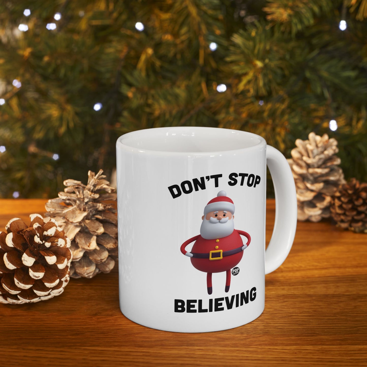 Don't Stop Believing Santa Toy Mug