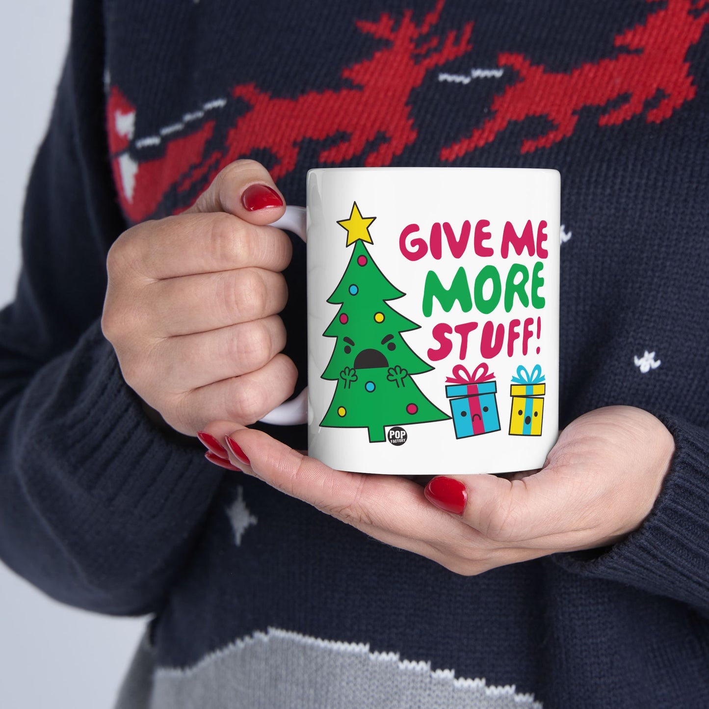 Give Me More Stuff Xmas Tree Mug