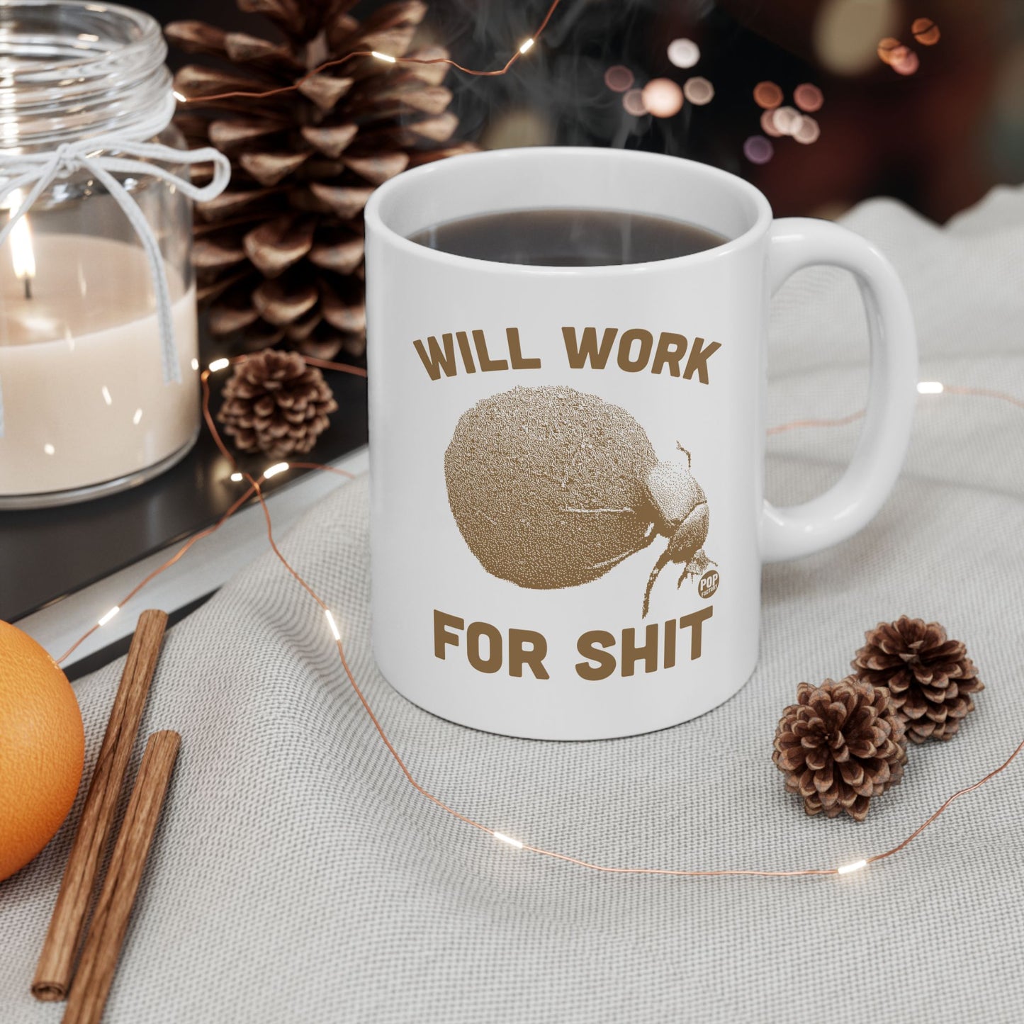 Will Work For Shit Dung Beetle Mug