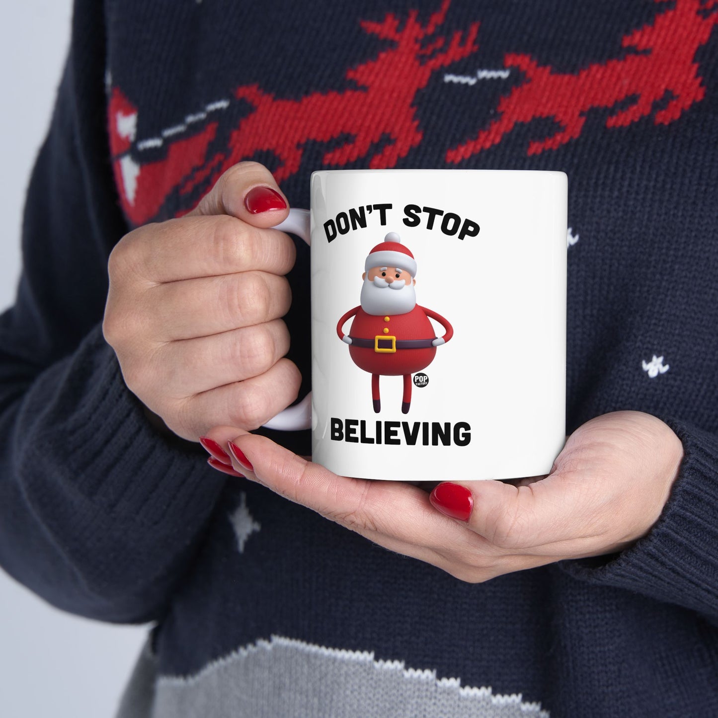 Don't Stop Believing Santa Toy Mug