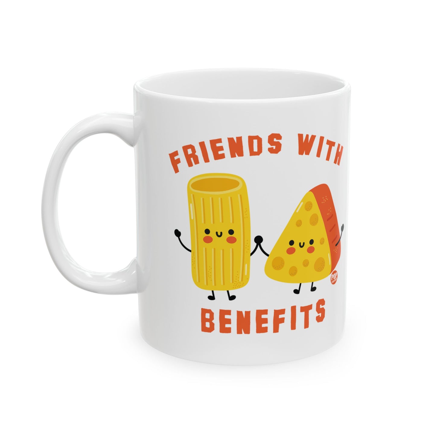 Friends With Benefits Mug – Funny Mac and Cheese Pun – 11oz Ceramic Coffee Cup – StupidMug by Pop Factory