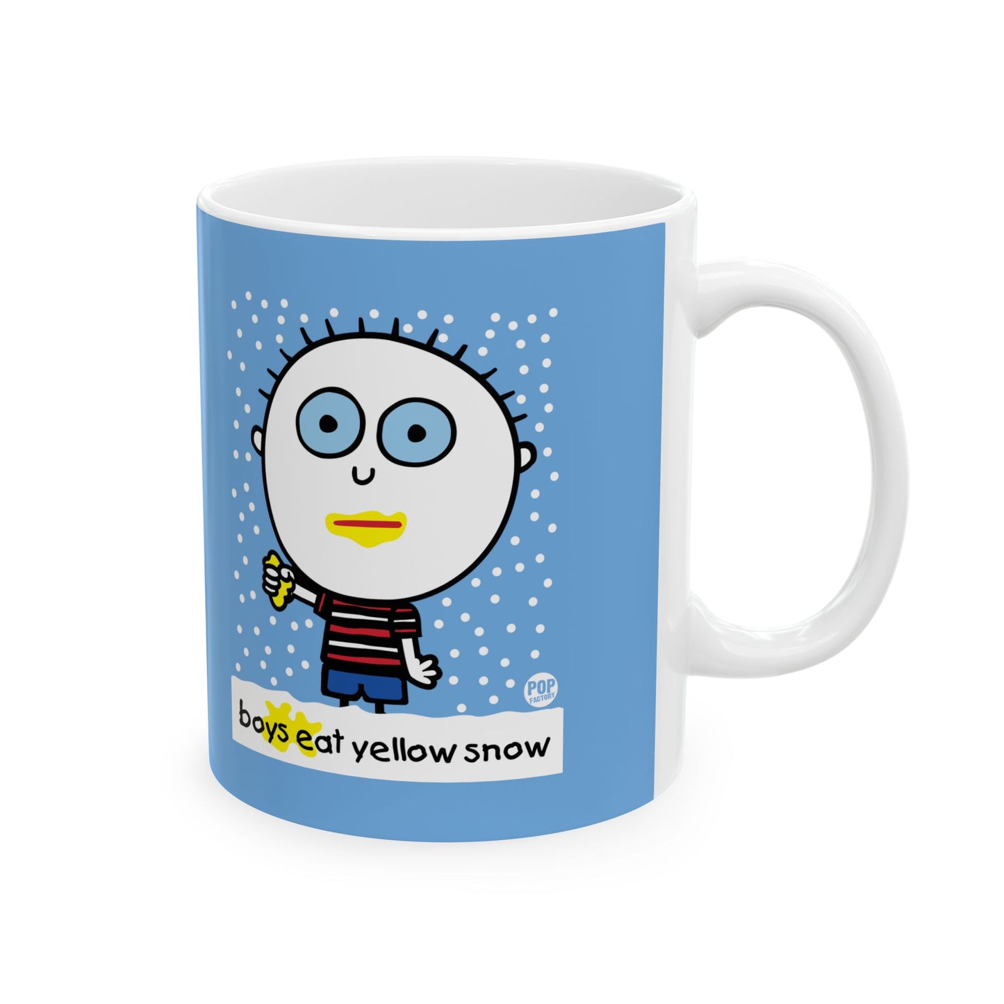Boys Eat Yellow Snow Mug – Funny Adult Humor 11oz Ceramic Coffee Cup – Gross Joke Gift for Men – StupidMug by Pop Factory