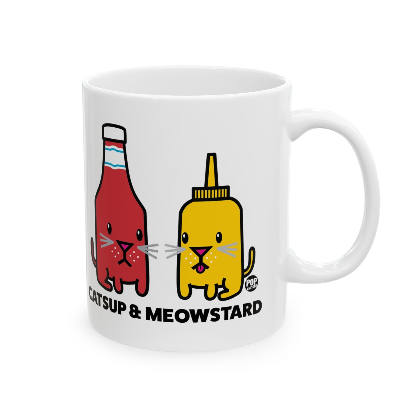 Catsup and Meowstard funny cat pun mug – 11oz ceramic coffee cup by StupidMug and Pop Factory