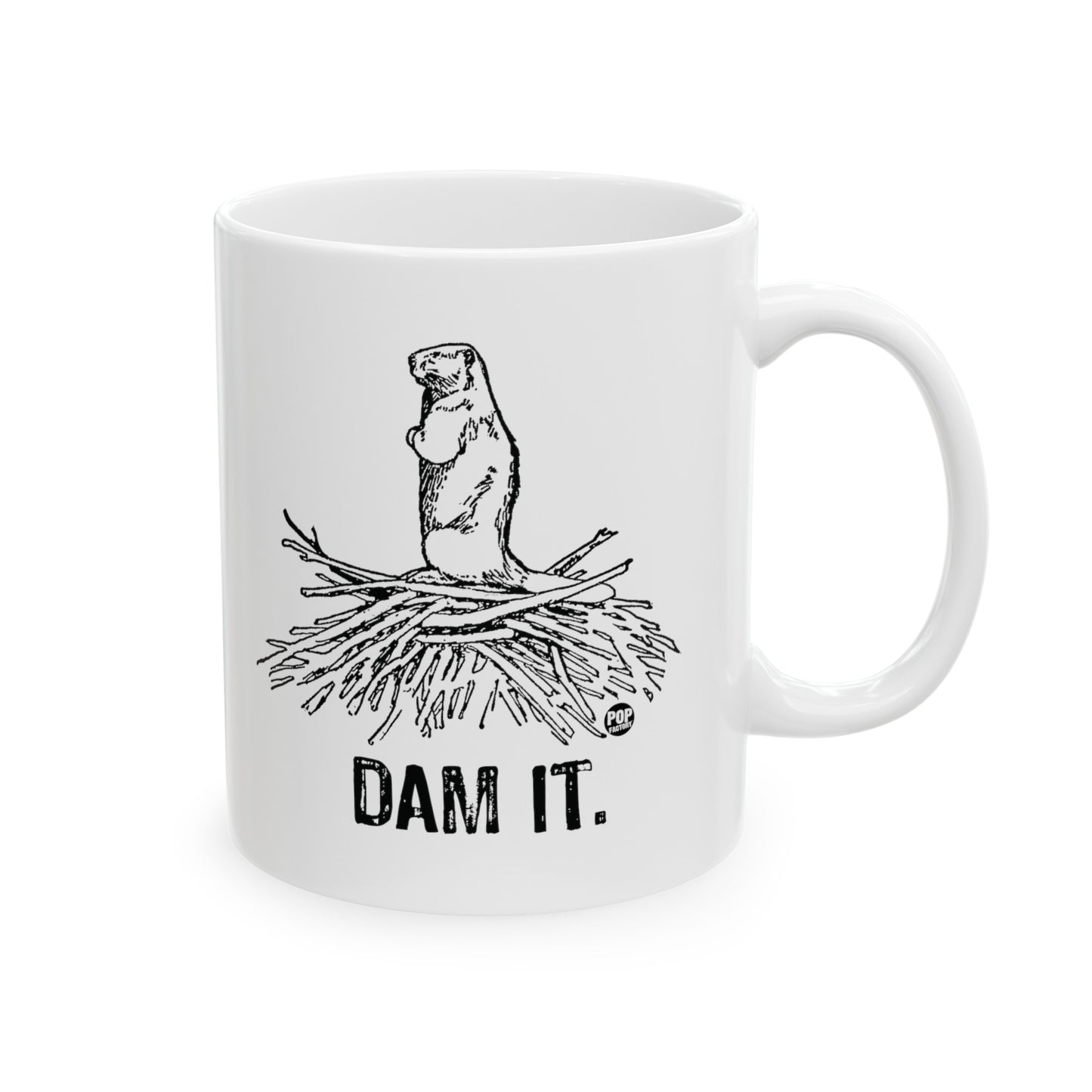 Funny Dam It beaver mug – sarcastic 11oz ceramic coffee cup by StupidMug