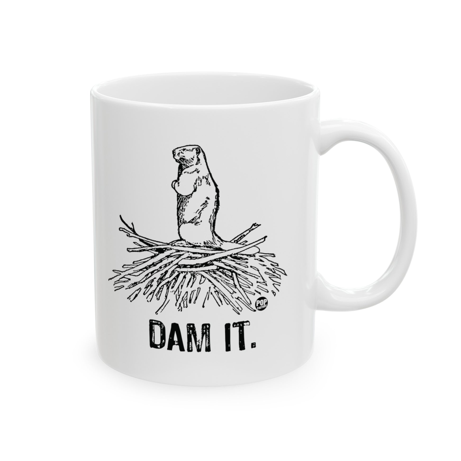 Funny Dam It beaver mug – sarcastic 11oz ceramic coffee cup by StupidMug