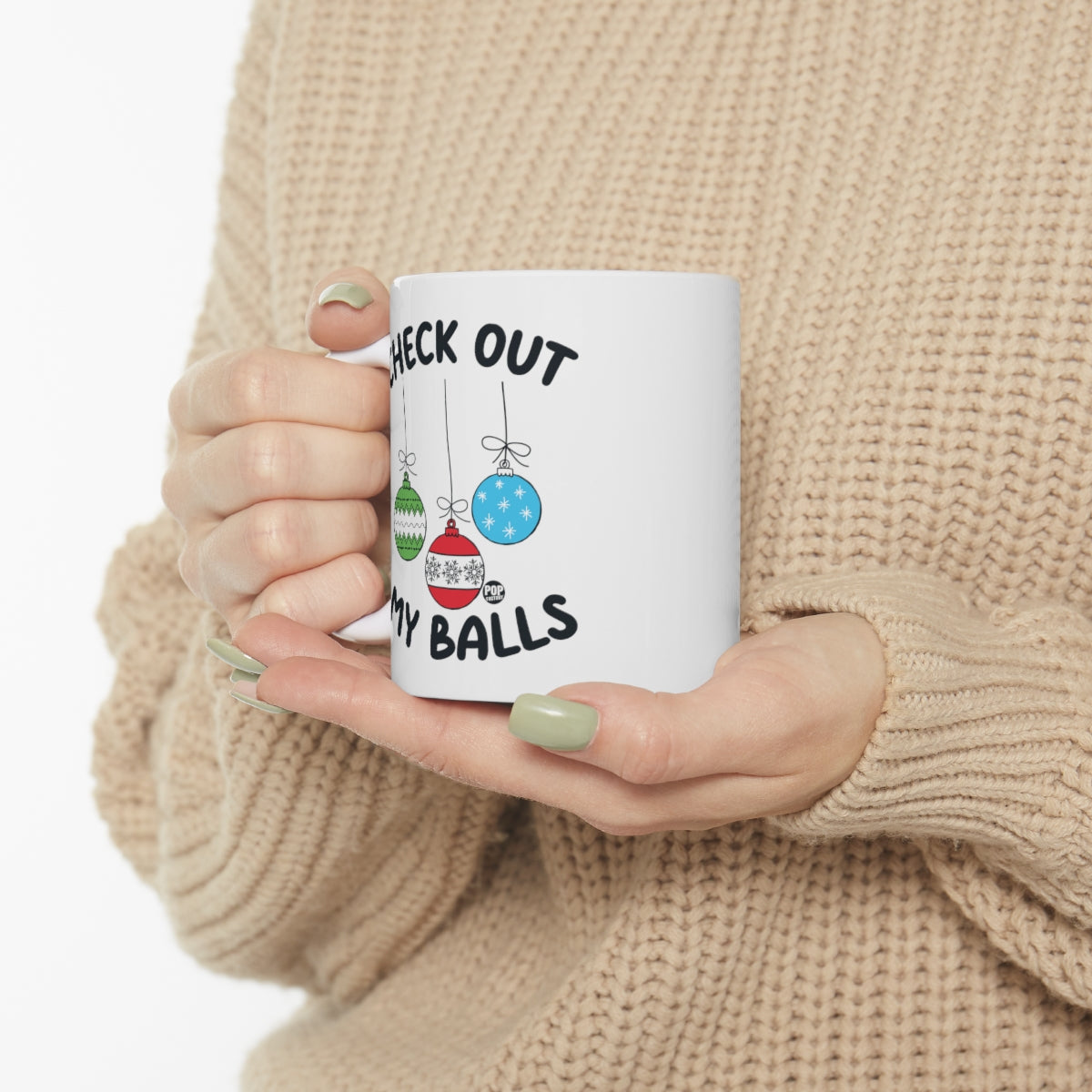 CHECK OUT MY BALLS CHRISTMAS COFFEE MUG