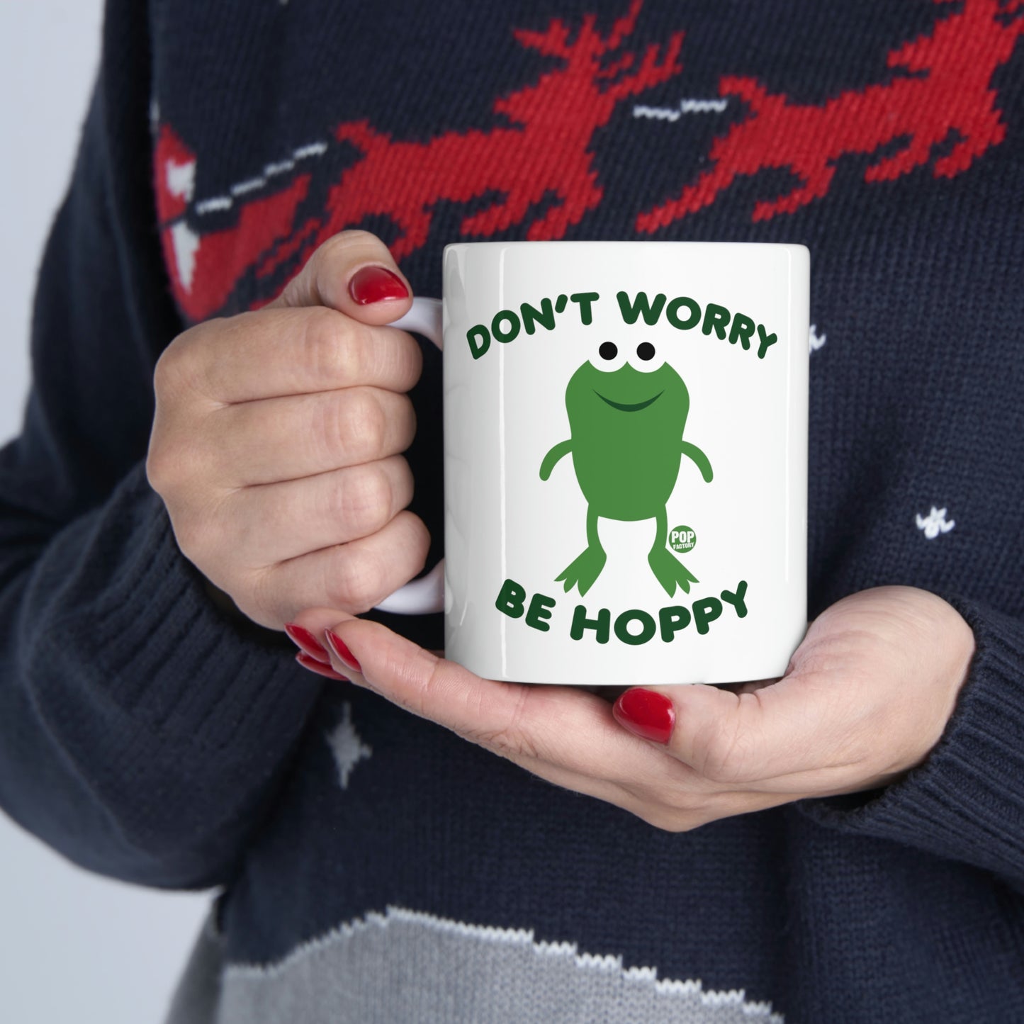 DON'T WORRY BE HAPPY FROG COFFEE MUG