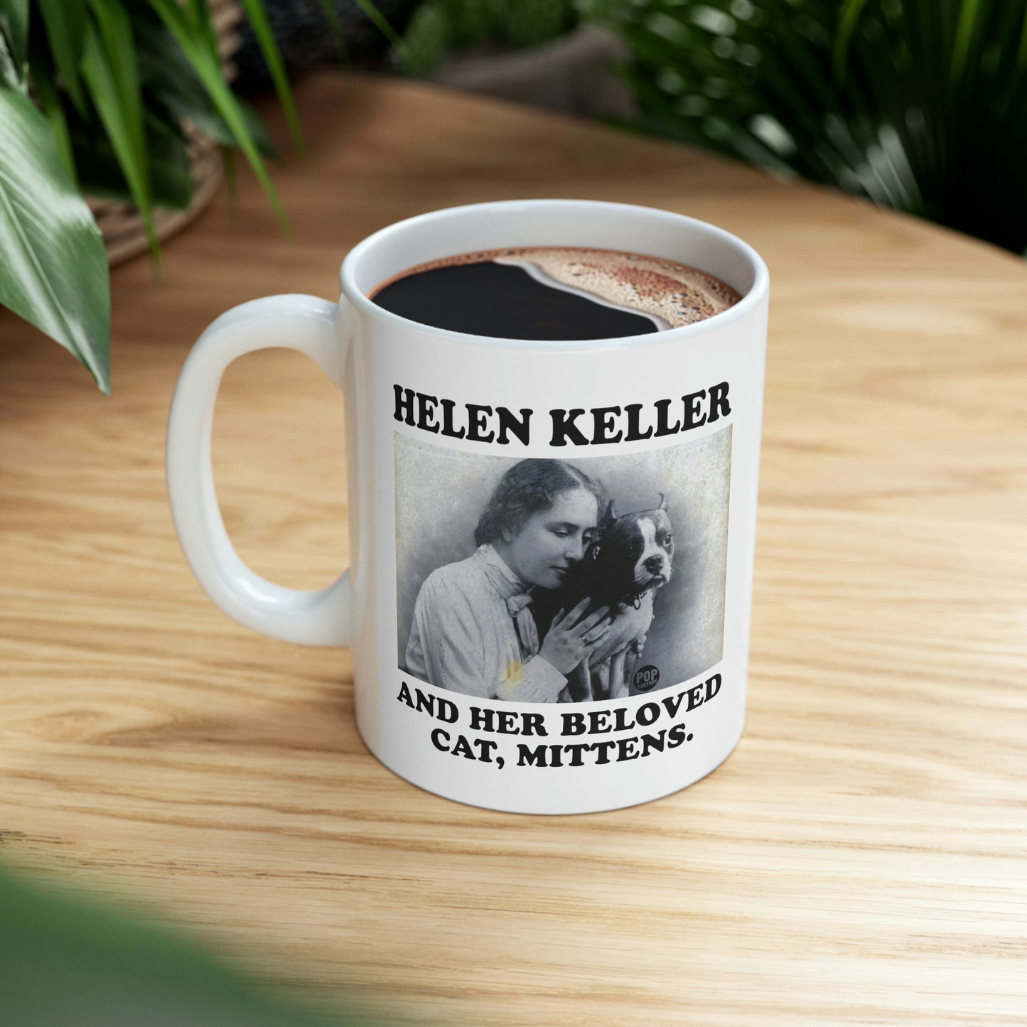 HELEN KELLER AND HER BELOVED CAT, MITTEN COFFEE MUG