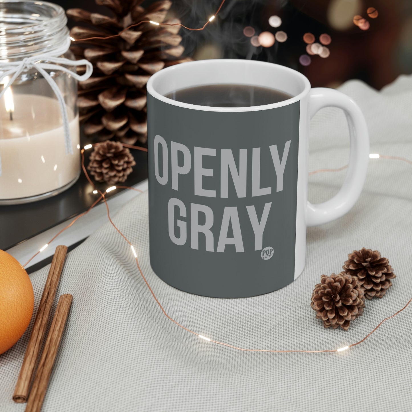 OPENLY GRAY COFFEE MUG