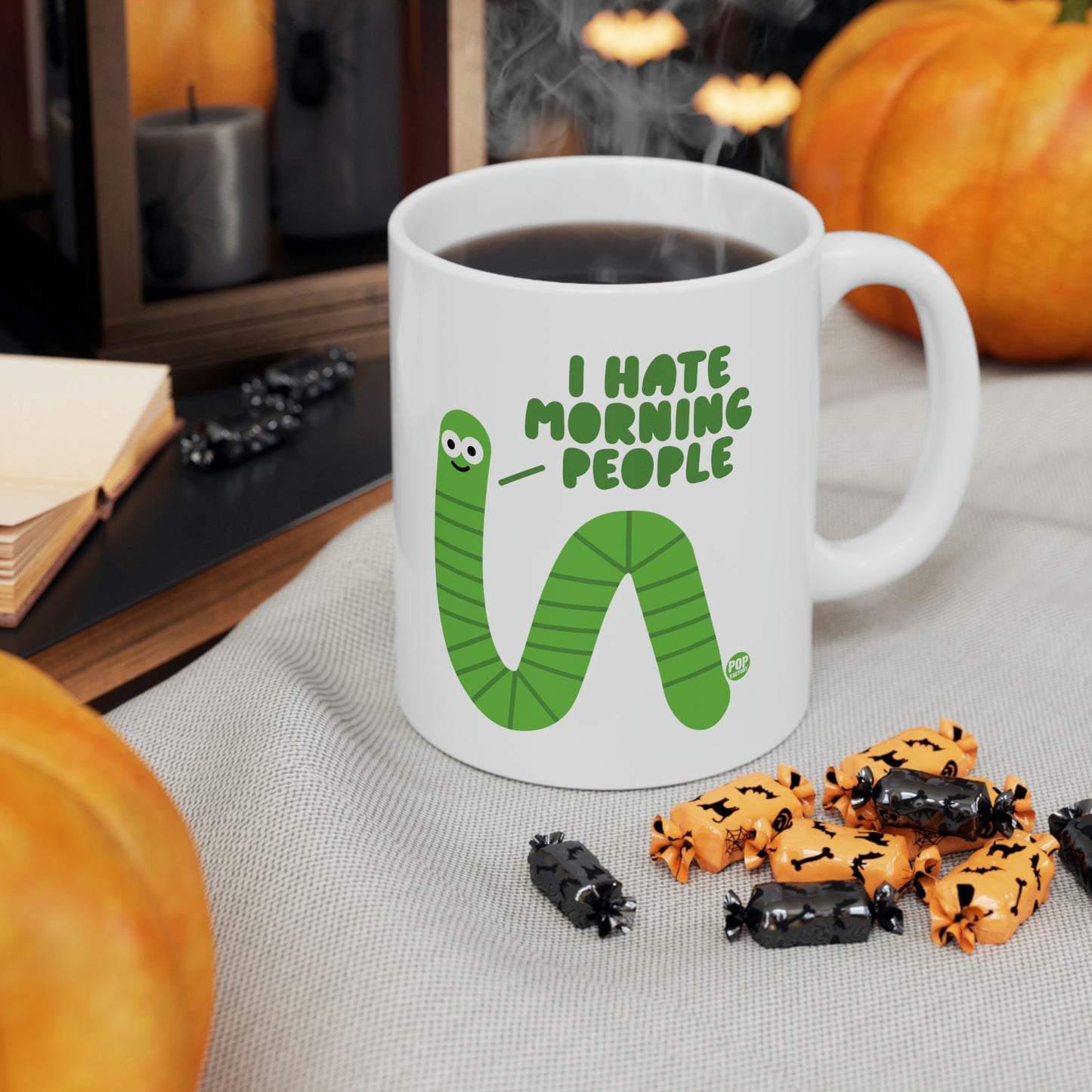 I HATE MORNING PEOPLE WORM COFFEE MUG