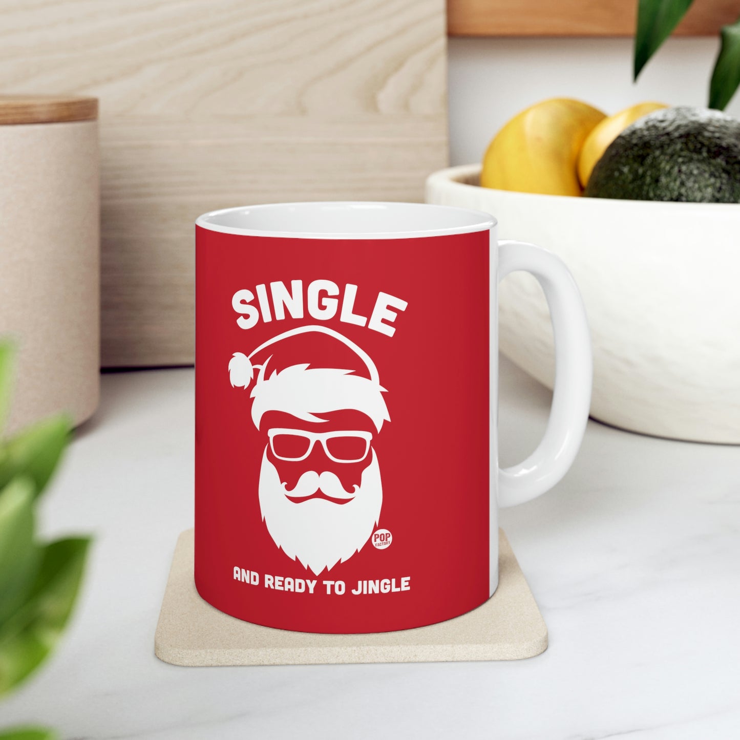 SINGLE READY TO  JINGLE SANTA COFFEE MUG