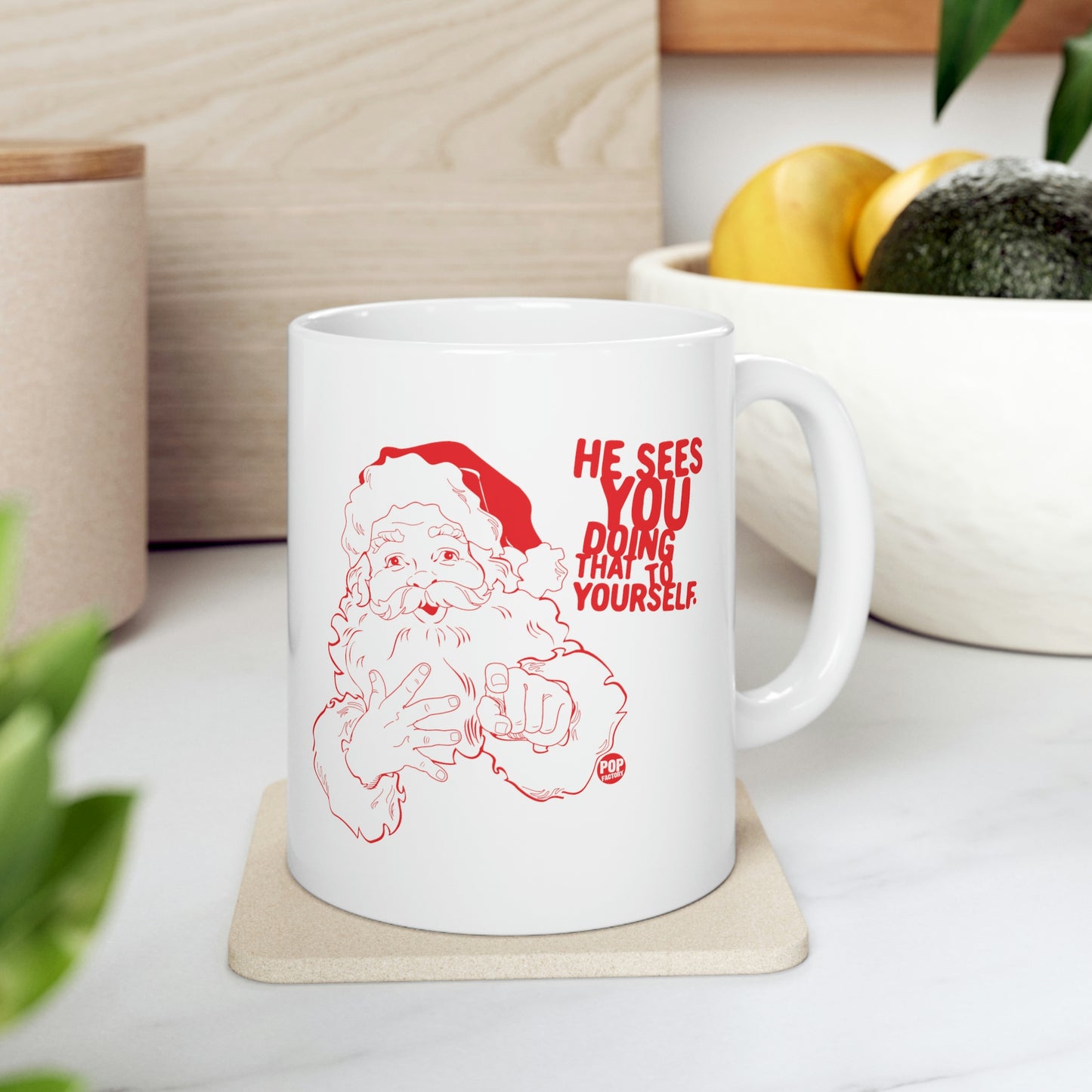 Santa Sees You Jerking Off Mug