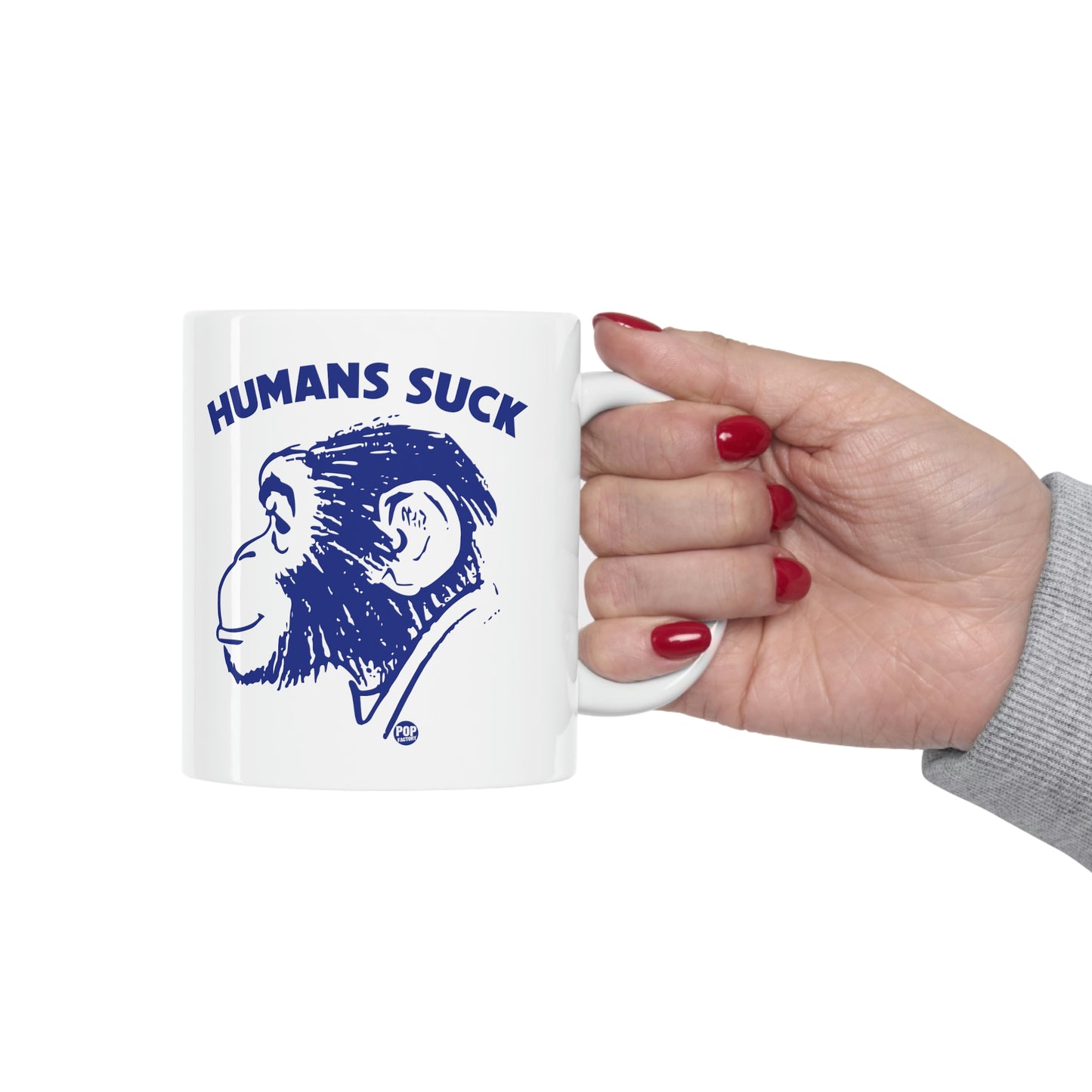 HUMANS SUCK CHIMP COFFEE MUG