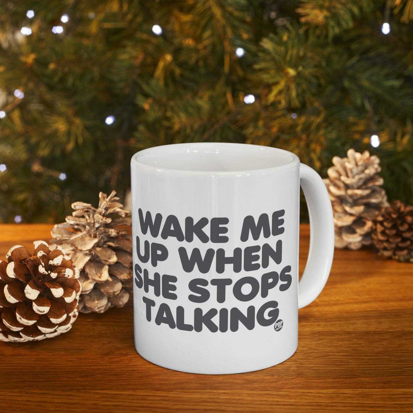 Wake Me When She Stops Talking Mug