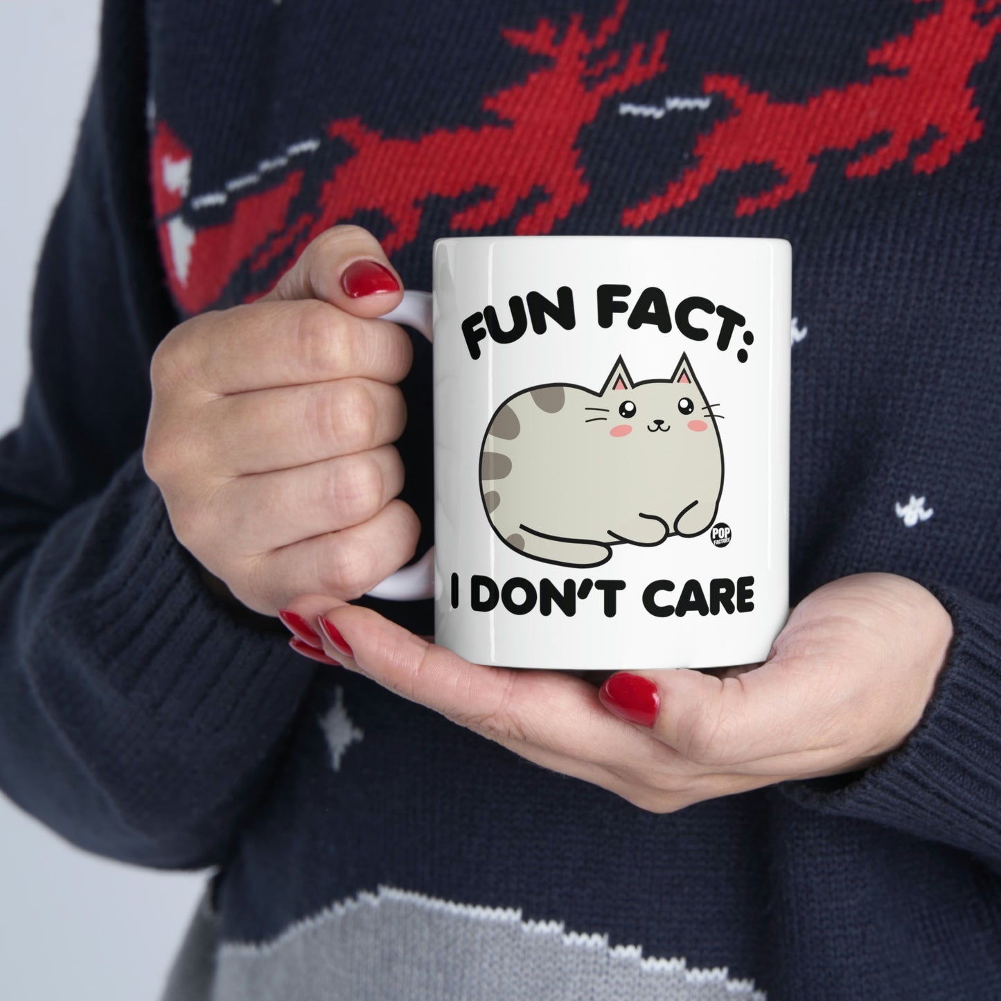 FUN FACT: I DON'T CARE CAT COFFEE MUG