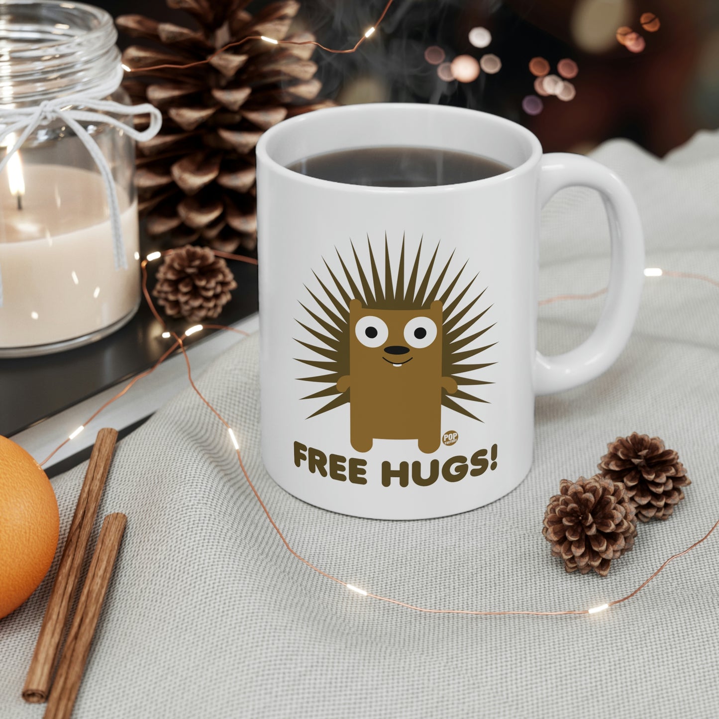 FREE HUGS PORCUPINE COFFEE MUG