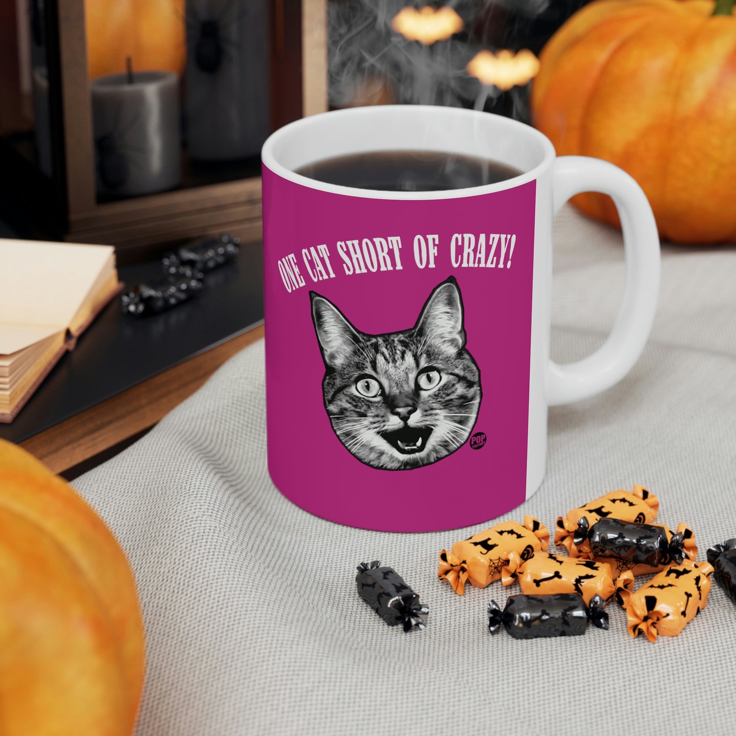 ONE CAT SHORT OF CRAZY!  COFFEE MUG