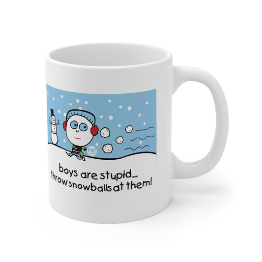 BOYS ARE STUPID SNOWBALLS COFFEE MUG