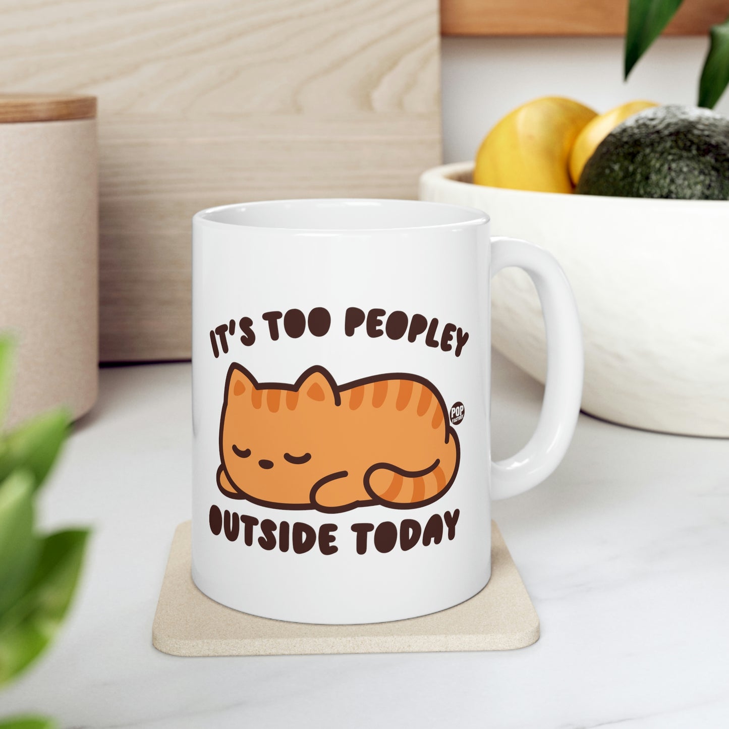 Too Peopley Outside Cat Mug