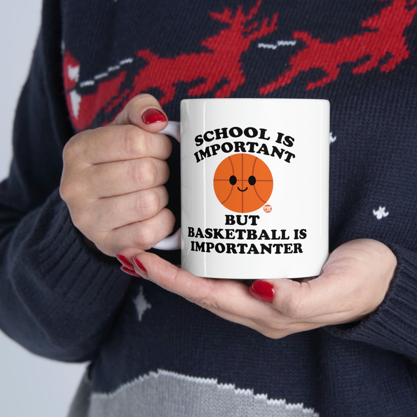 SCHOOL IS IMPORTANT BUT BASKETBALL IS IMPORTANTER COFFEE MUG