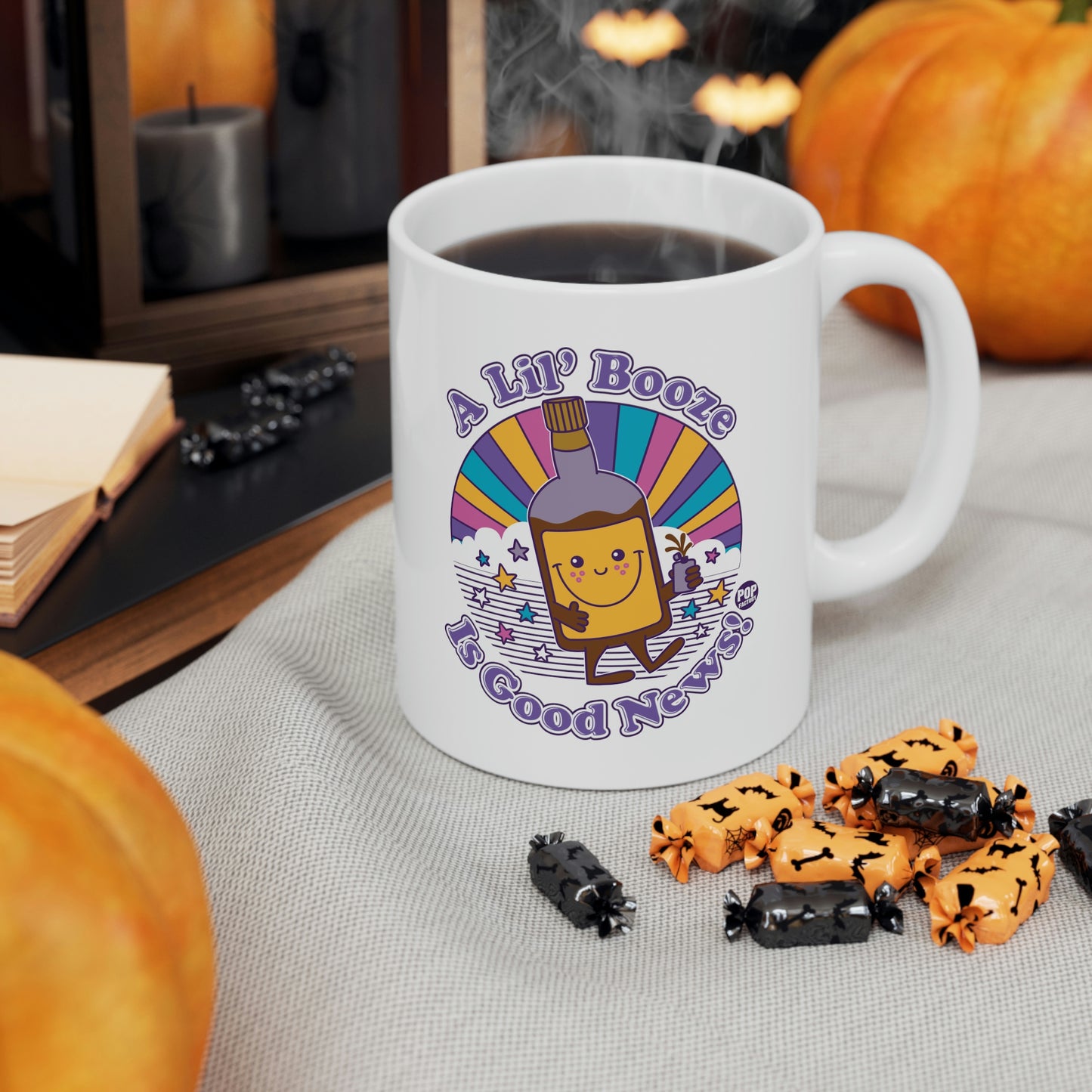 FUNSHINE-A LIL' BOOZE IS GOOD NEWS COFFEE MUG