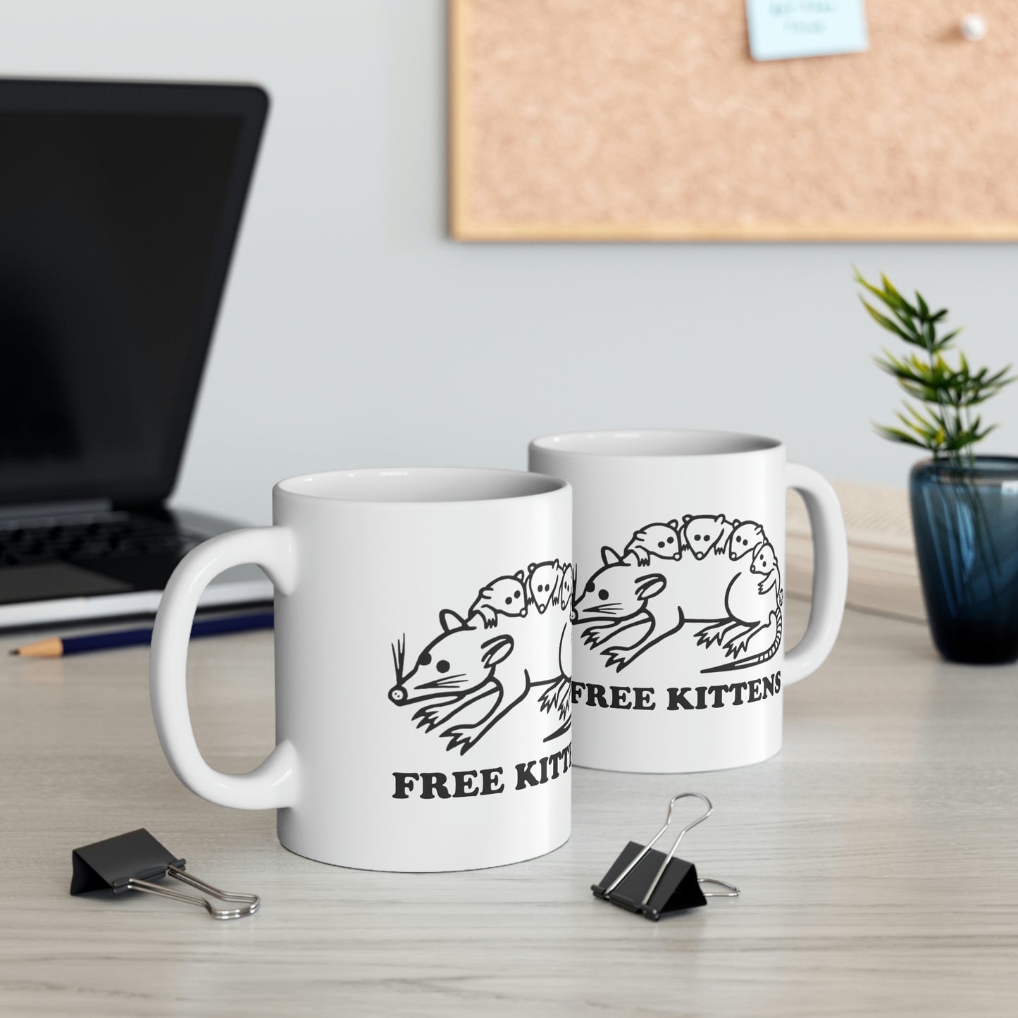 FREE KITTENS POSSUM COFFEE MUG