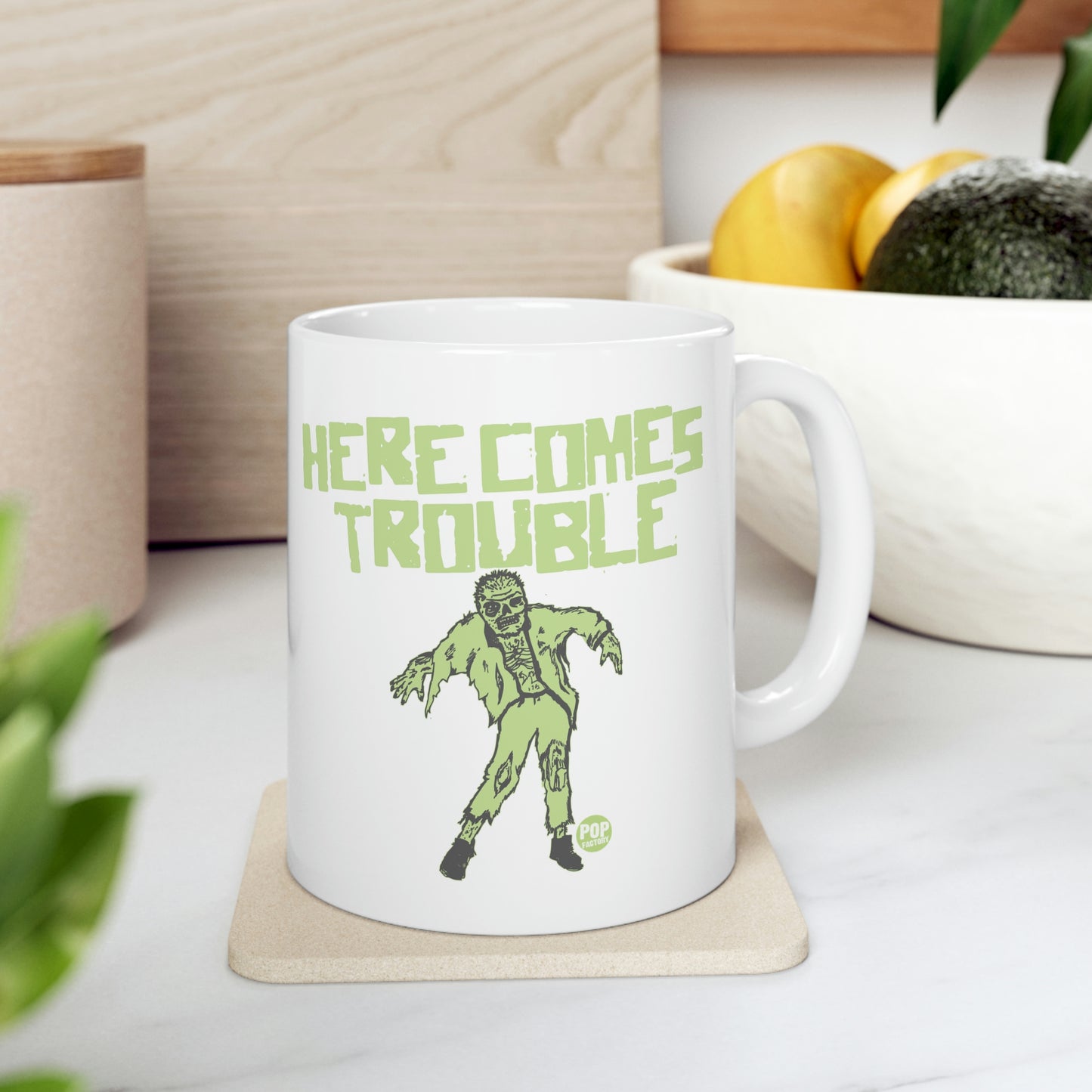 HERE COMES TROUBLE ZOMBIE MUG