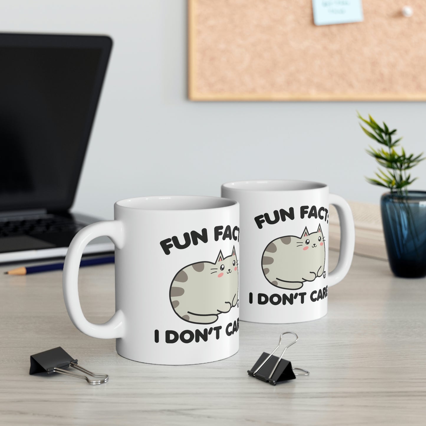 FUN FACT: I DON'T CARE CAT COFFEE MUG