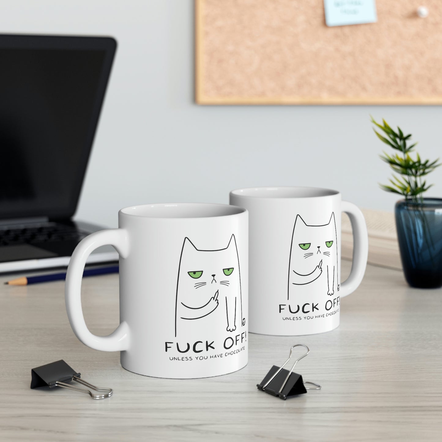 FUCK OFF CHOCOLATE CAT COFFEE MUG\