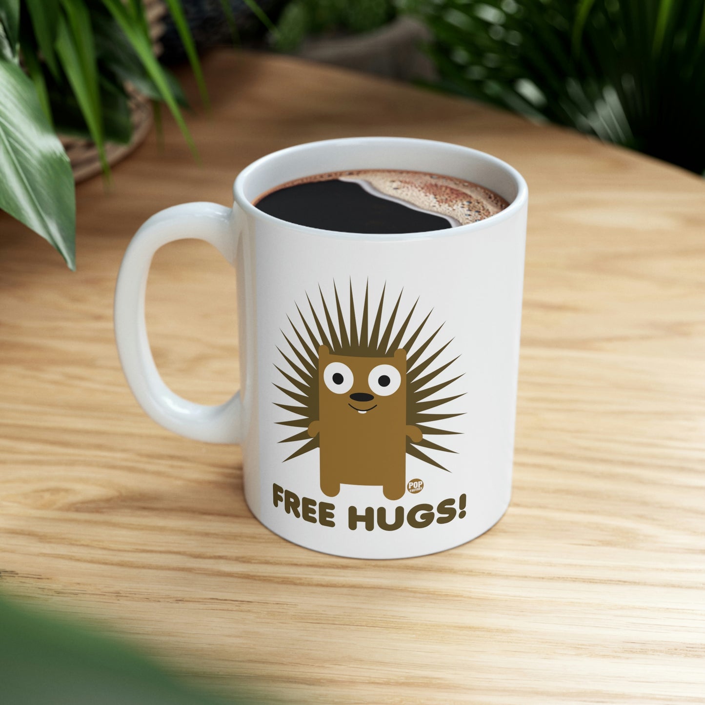 FREE HUGS PORCUPINE COFFEE MUG