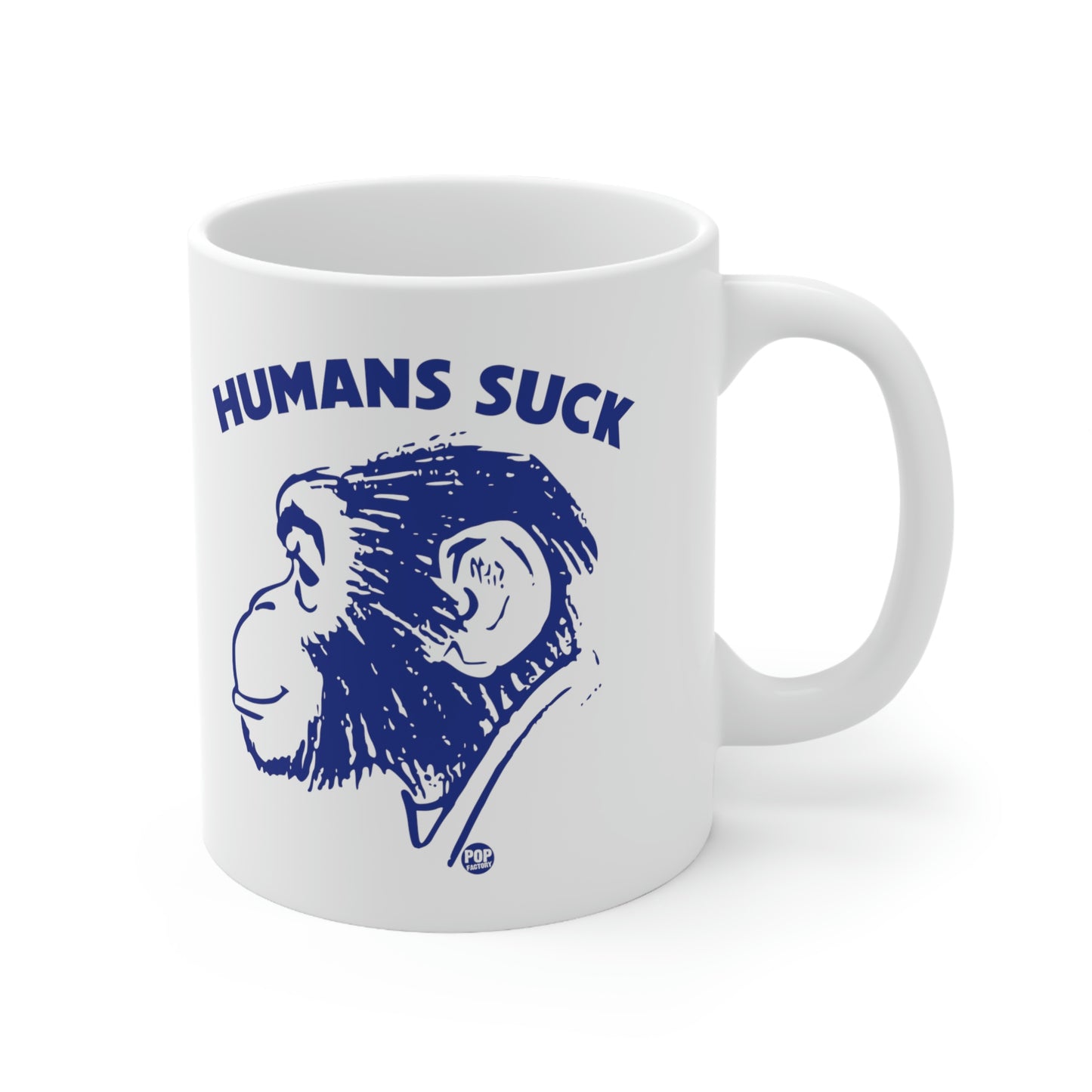 HUMANS SUCK CHIMP COFFEE MUG