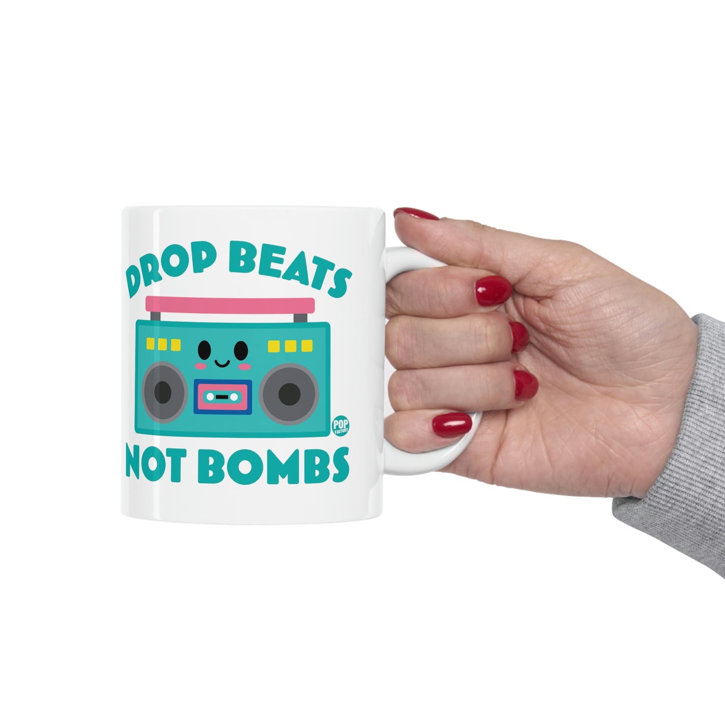 DROP BEATS NOT BOMBS COFFEE MUG