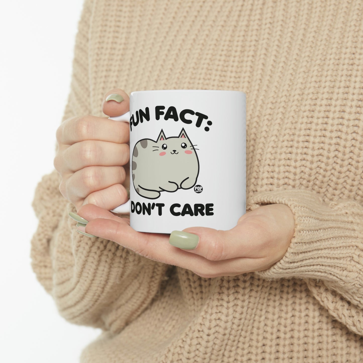 FUN FACT: I DON'T CARE CAT COFFEE MUG