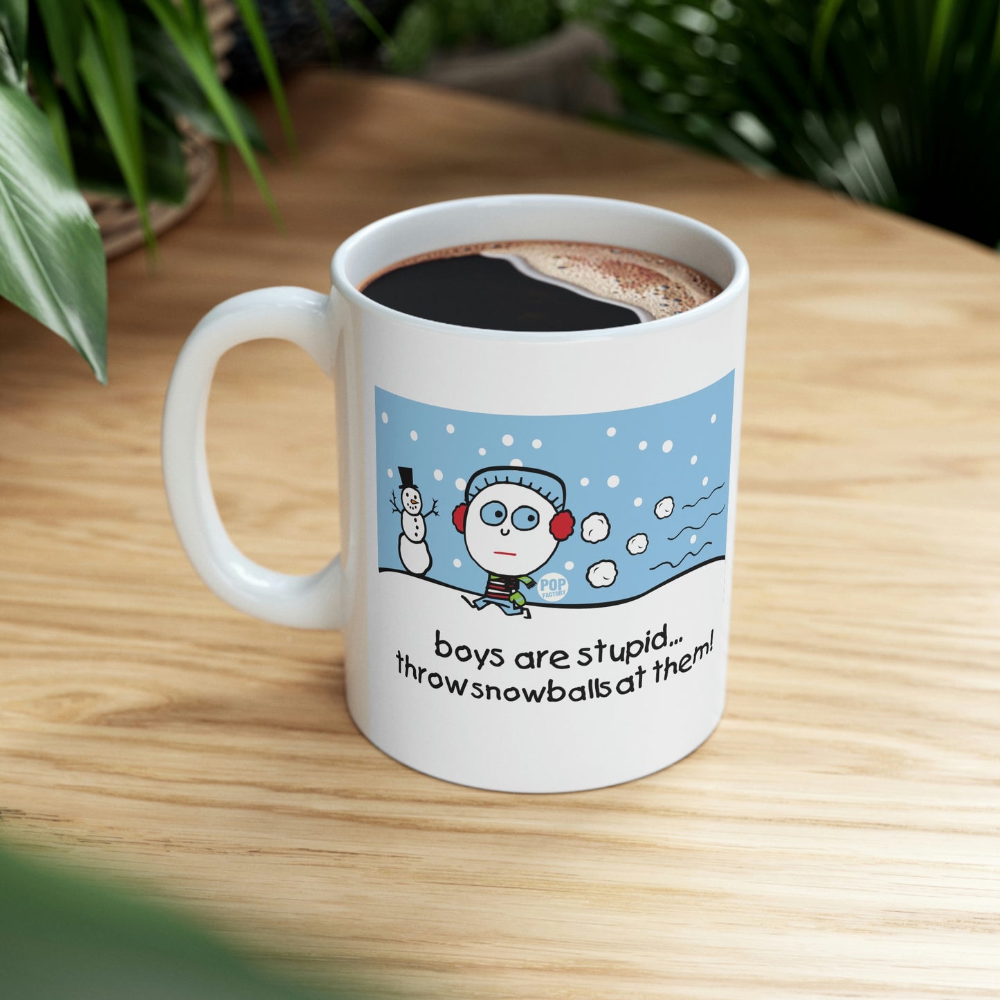 BOYS ARE STUPID SNOWBALLS COFFEE MUG